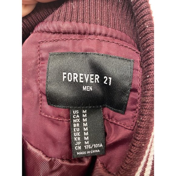 Men’s size Medium Forever 21 long maroon bomber ja - Picture 6 of 8